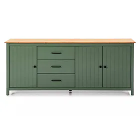 Olivově zelená borovicová komoda Marckeric Miranda 190 x 40 cm